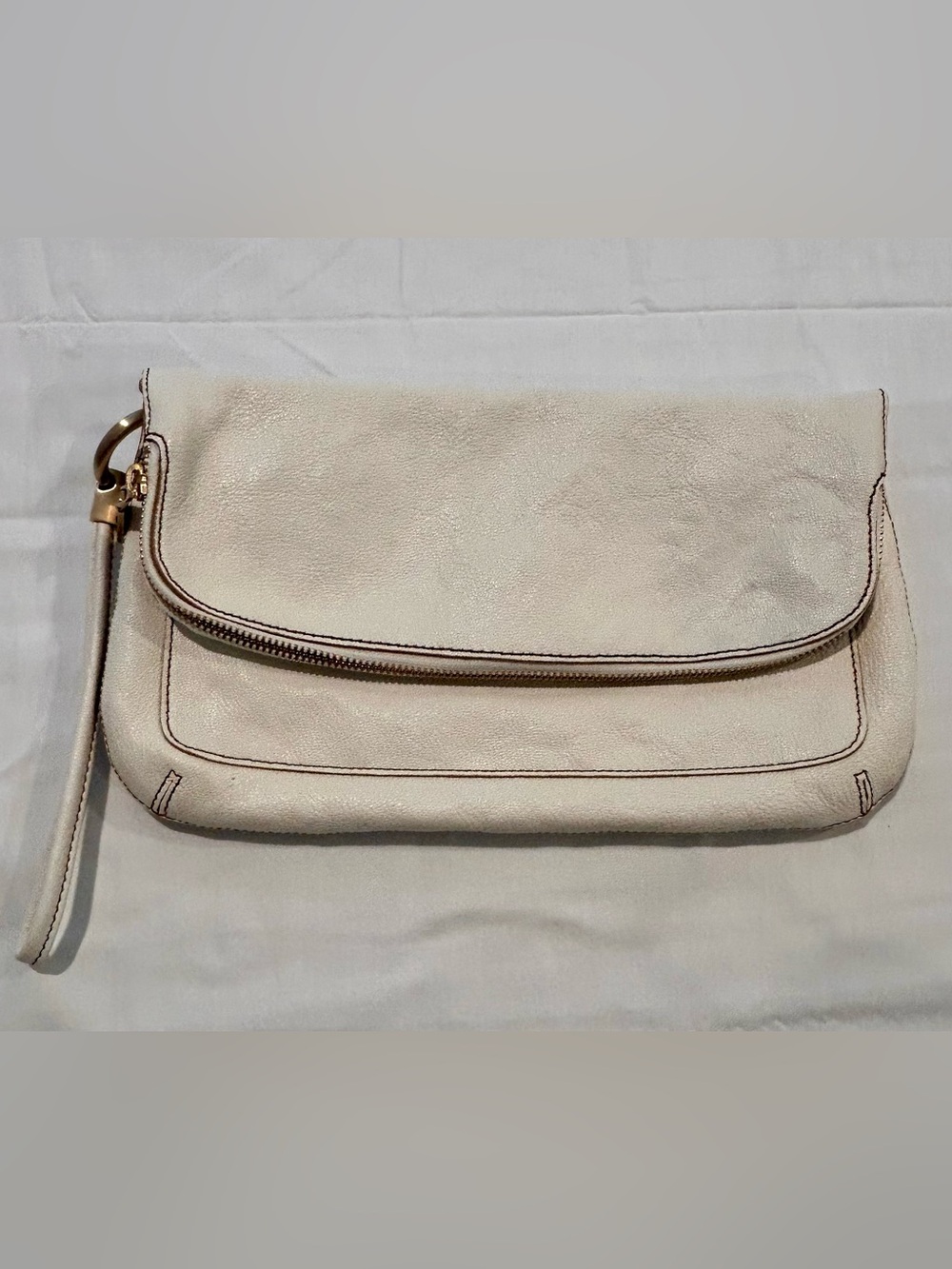 Talbots Cream Leather Wristlet Clutch